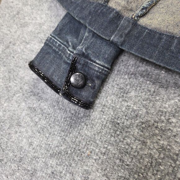 Jones New York Jacket Womens Small Blue Denim Beaded Button Up Pockets Signature - Picture 13 of 13